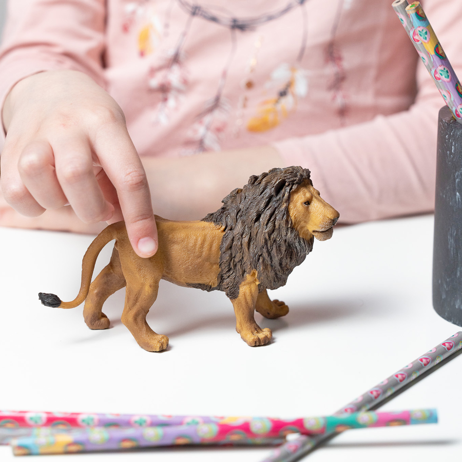 Figurine Lion Papo en PVC, thème félins, Collection Animaux sauvages, jouet éducatif idéal pour enfants et collectionneurs