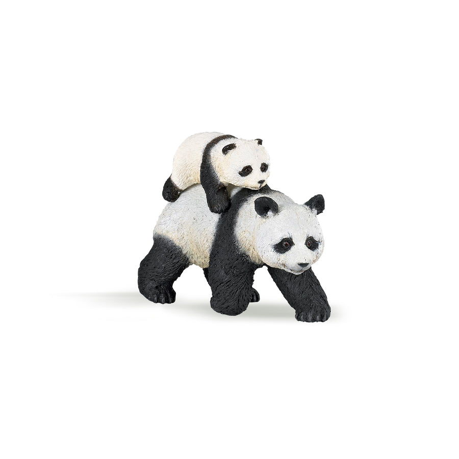 Panda et son bébé Papo en PVC, Collection Animaux sauvages, jouet éducatif idéal pour enfants et collectionneurs
