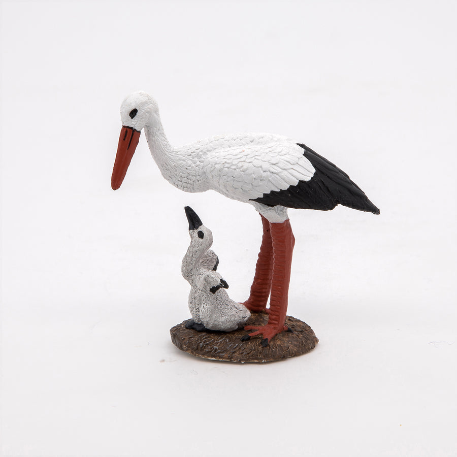 Figurine Cigogne et son bébé Papo en PVC, thème oiseaux, Collection Animaux sauvages, jouet éducatif idéal pour enfants et collectionneurs