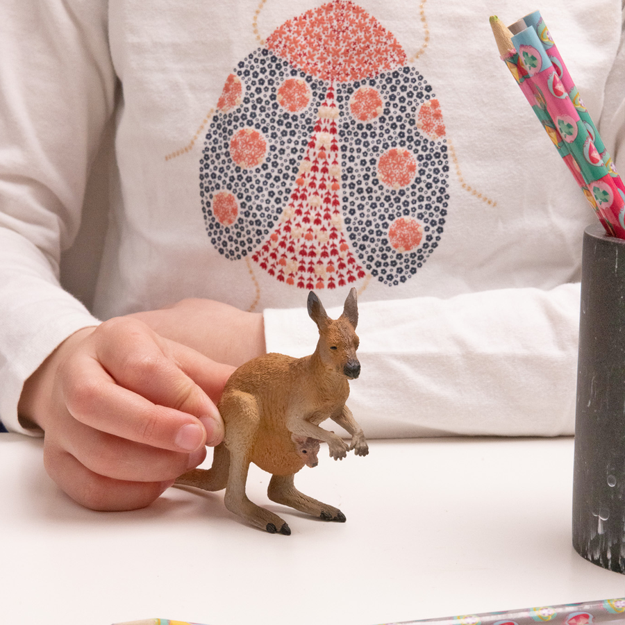 Kangourou et son bébé Papo en PVC, Collection Animaux sauvages, jouet éducatif idéal pour enfants et collectionneurs