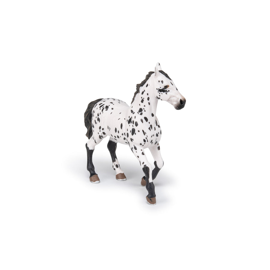 Cheval appaloosa noir Papo en PVC, Collection chevaux, jouet éducatif idéal pour enfants et collectionneurs