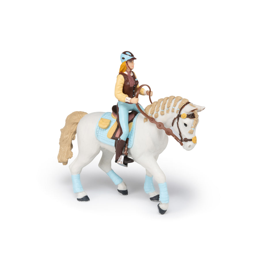 Figurine Cheval de la cavalière fashion bleue Papo en PVC, Collection chevaux, jouet éducatif idéal pour enfants et collectionneurs