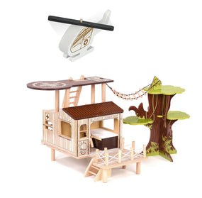 L'hôpital de la brousse Papo en bois, Collection Animaux sauvages, décor pour figurines, idéal pour enfants